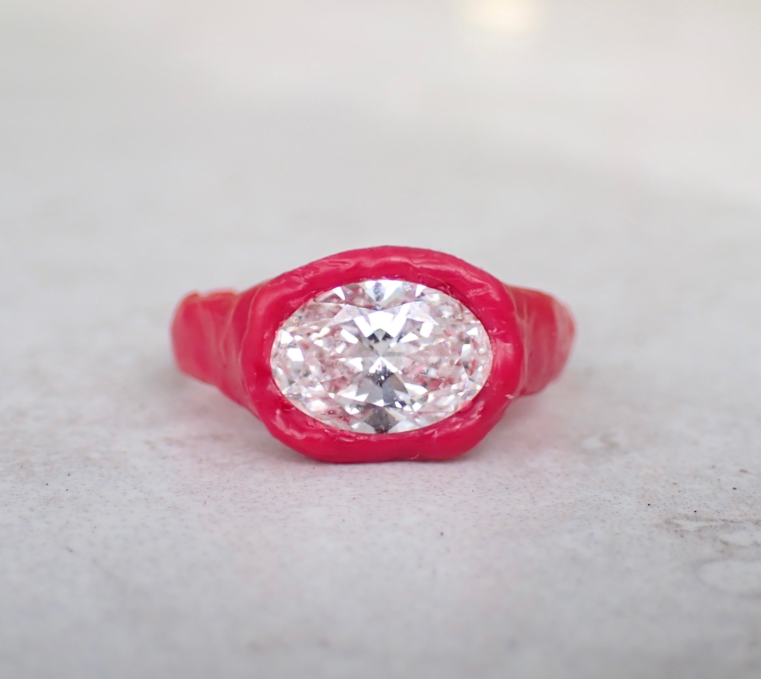 Custom Molten Gold IGI Oval Diamond Ring for Kevin
