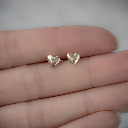 Solid 14k Heart Studs - Salt and Pepper Diamond Ring- mossNstone