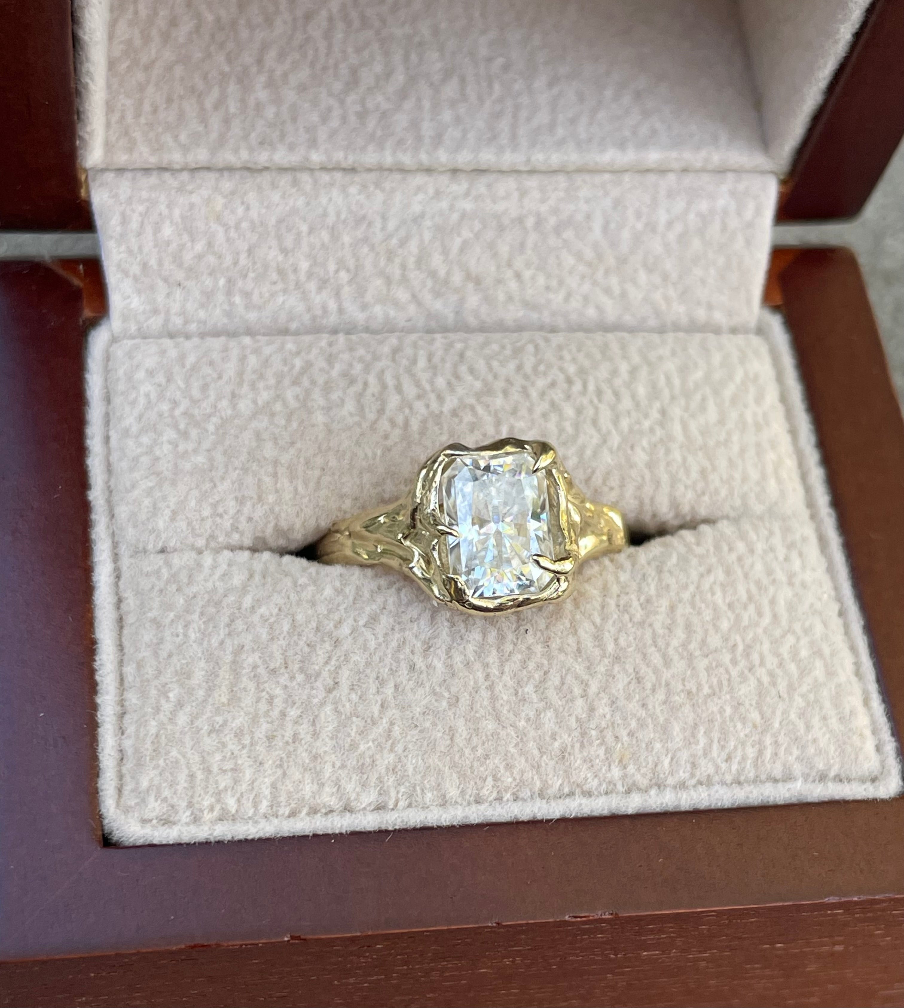 AVALON • Molten Gold Diamond Engagement Ring- Radiant Cut