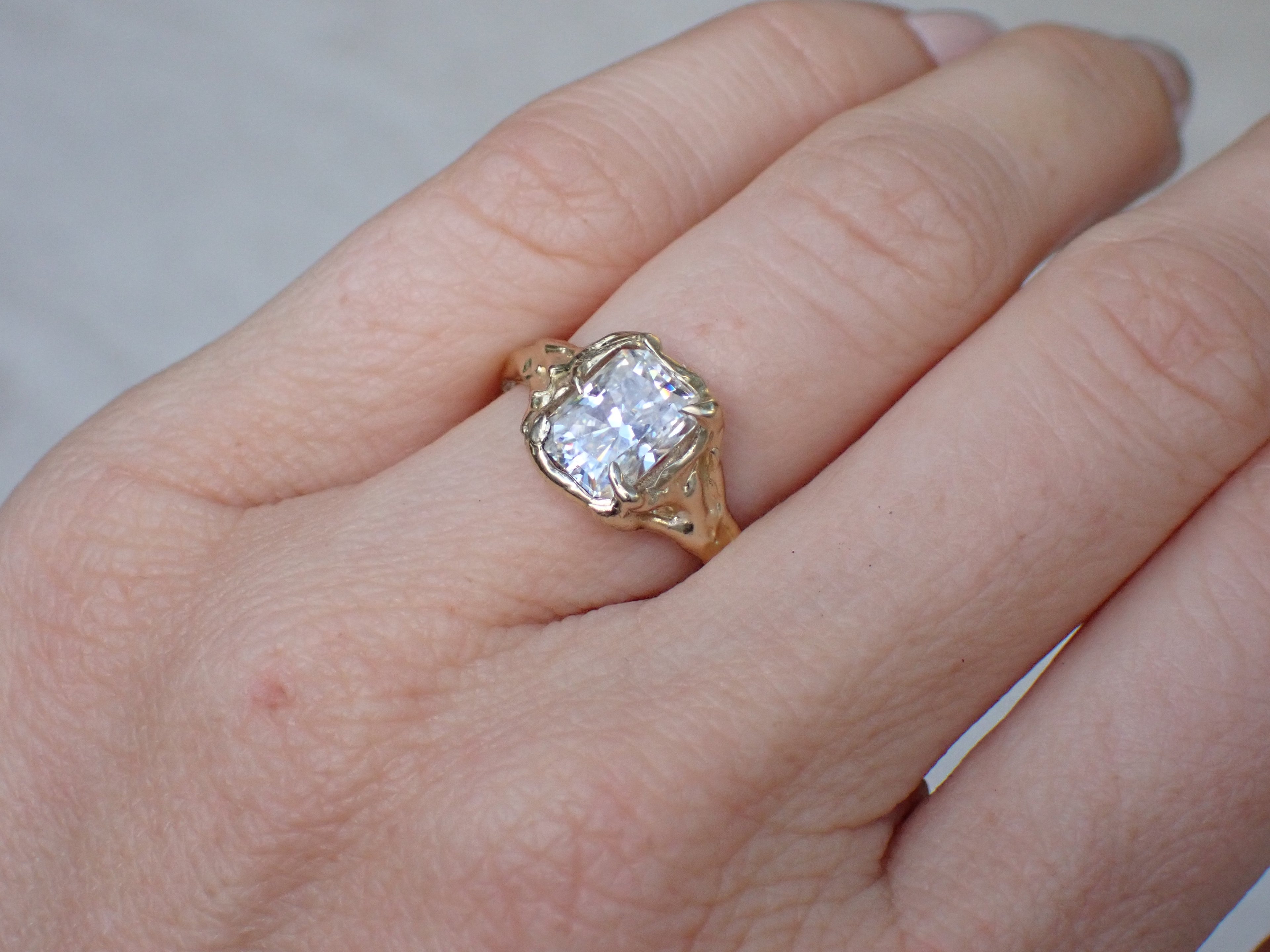 AVALON • Molten Gold Diamond Engagement Ring- Radiant Cut