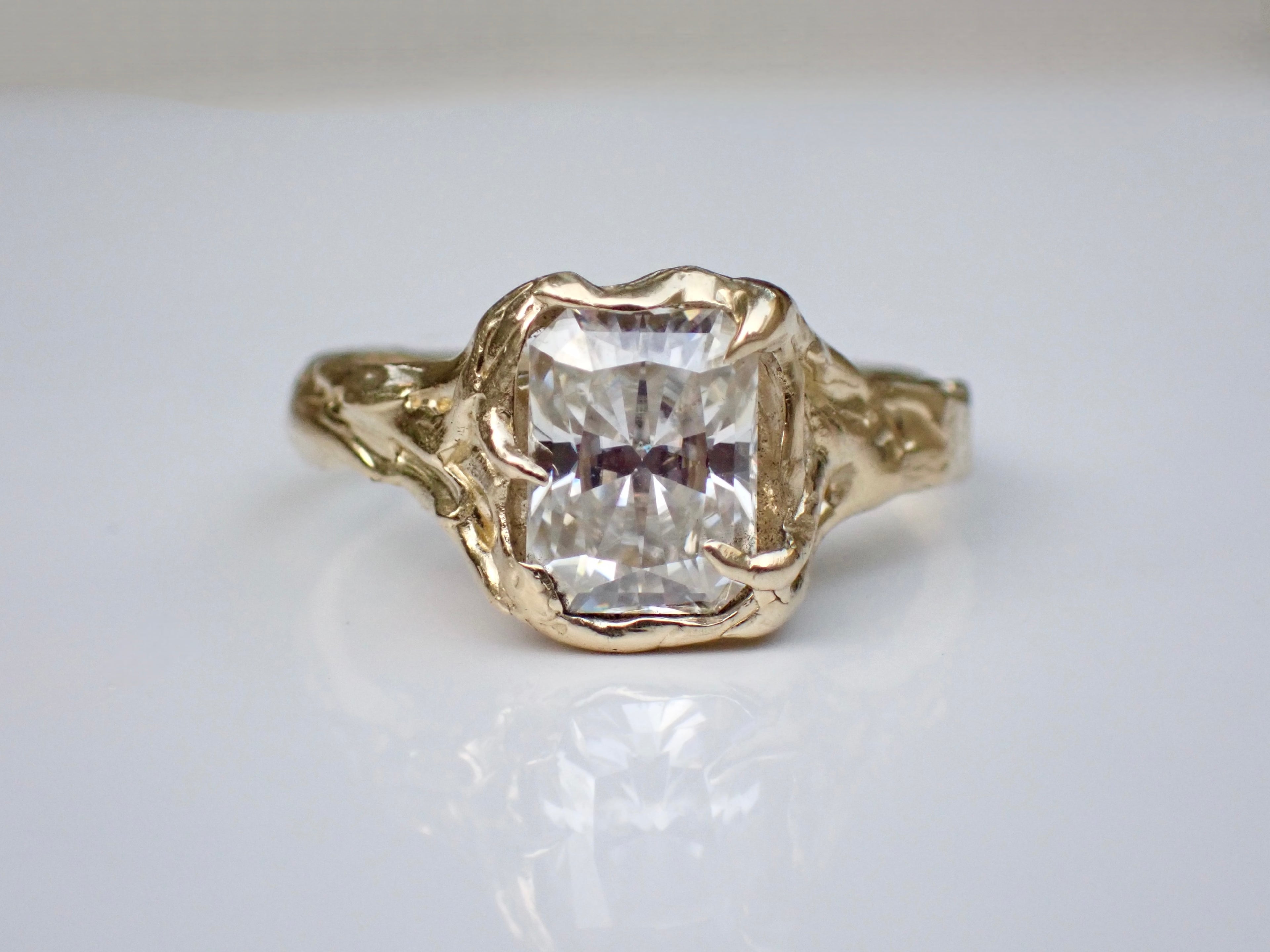 AVALON • Molten Gold Diamond Engagement Ring- Radiant Cut
