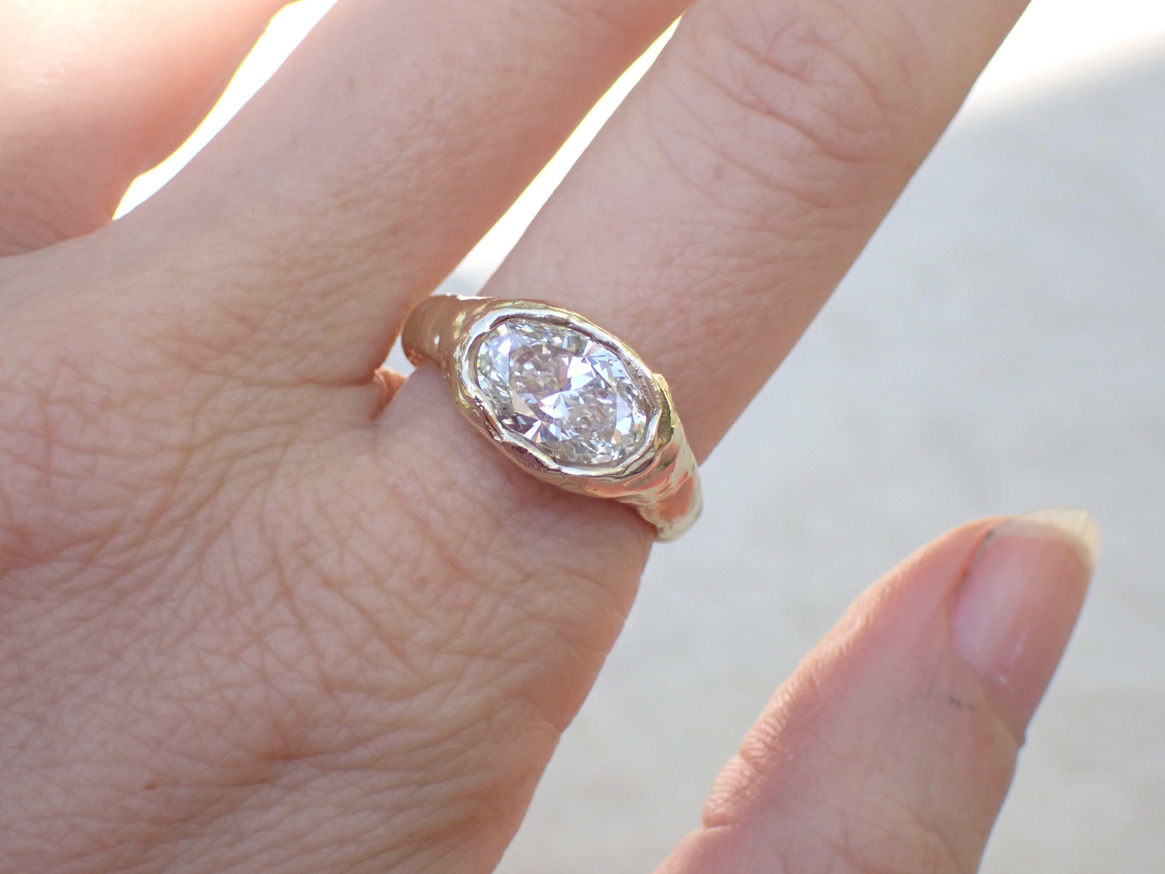CALYPSO • Molten Gold Oval Diamond Engagement Ring - 2ct