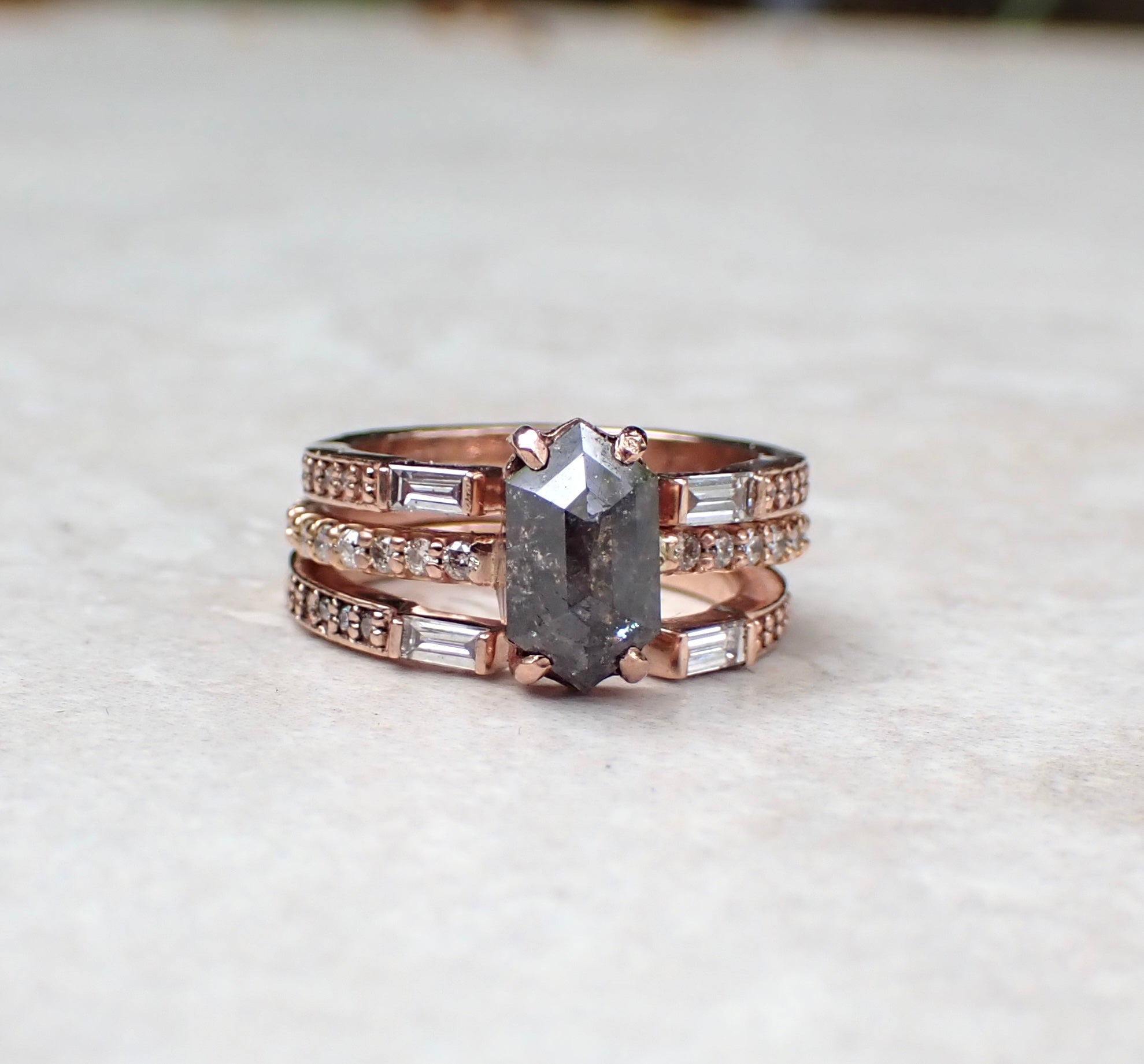 Custom Baguette Cuff Wedding Band with pavé