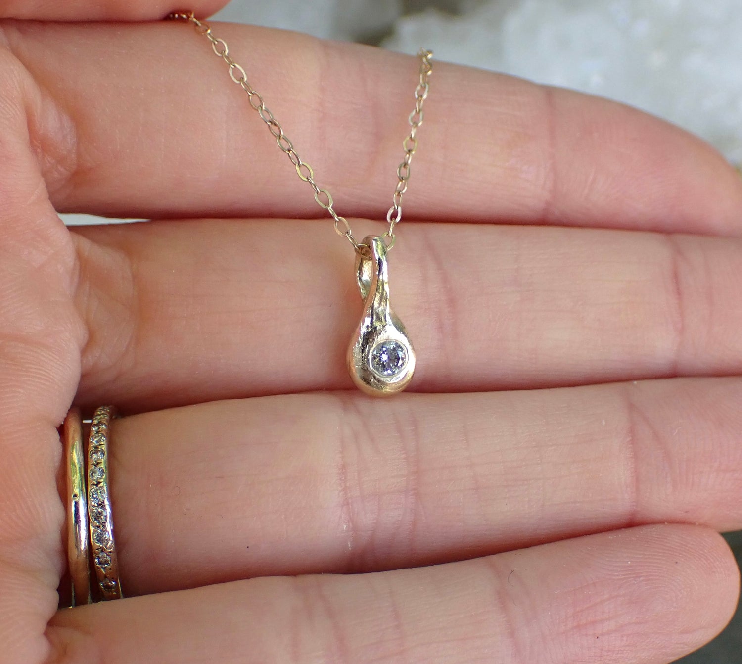 Salt and Pepper Diamond Drop Necklace
