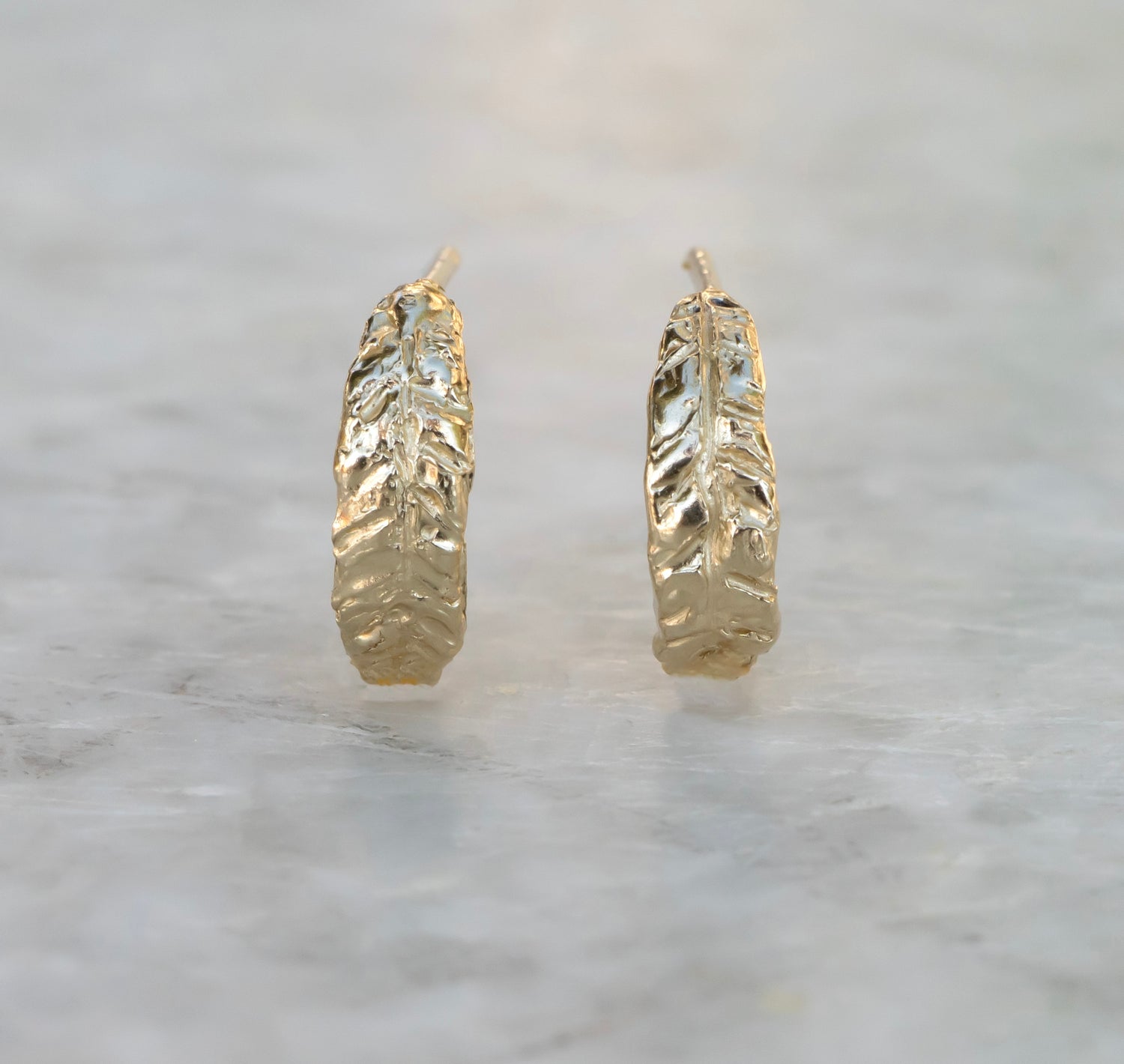 Ferm hoops , hand carved, 14k gold - Salt and Pepper Diamond Ring- mossNstone