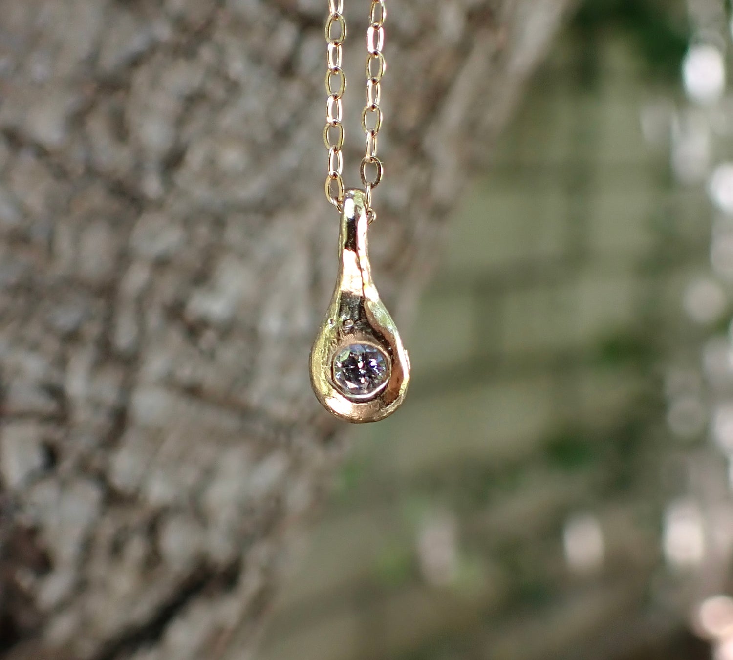 Salt and Pepper Diamond Drop Necklace