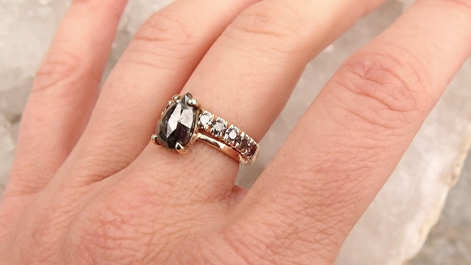 XL Diamonds Half Eternity Band with Salt and Pepper Diamonds