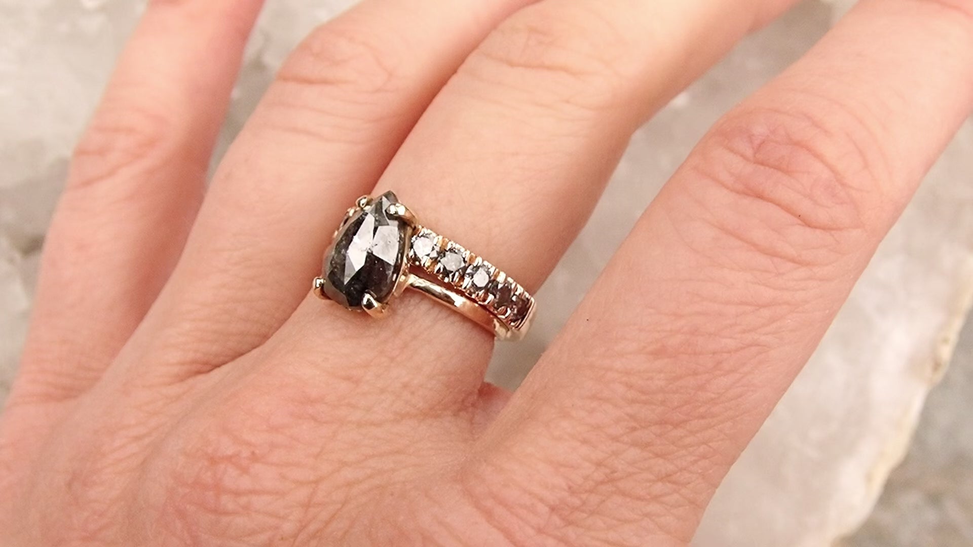 XL Diamonds Half Eternity Band with Salt and Pepper Diamonds