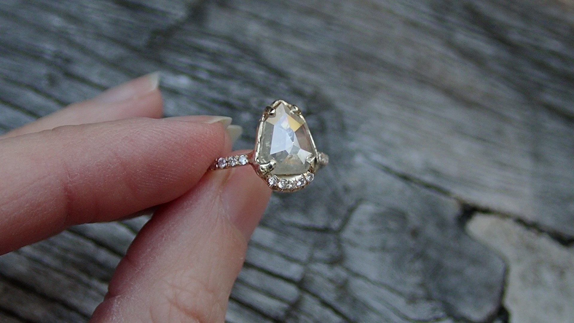 Icy White Shield Cut Diamond Ring