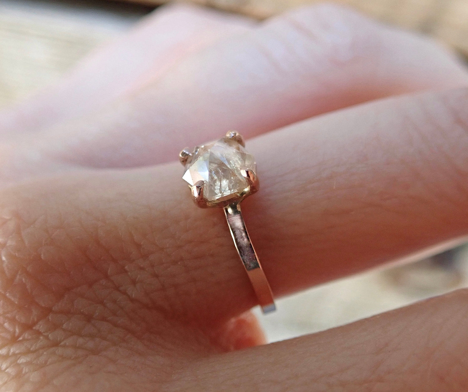 Custom: Hexagon Salt and Pepper Diamond Ring mossNstone