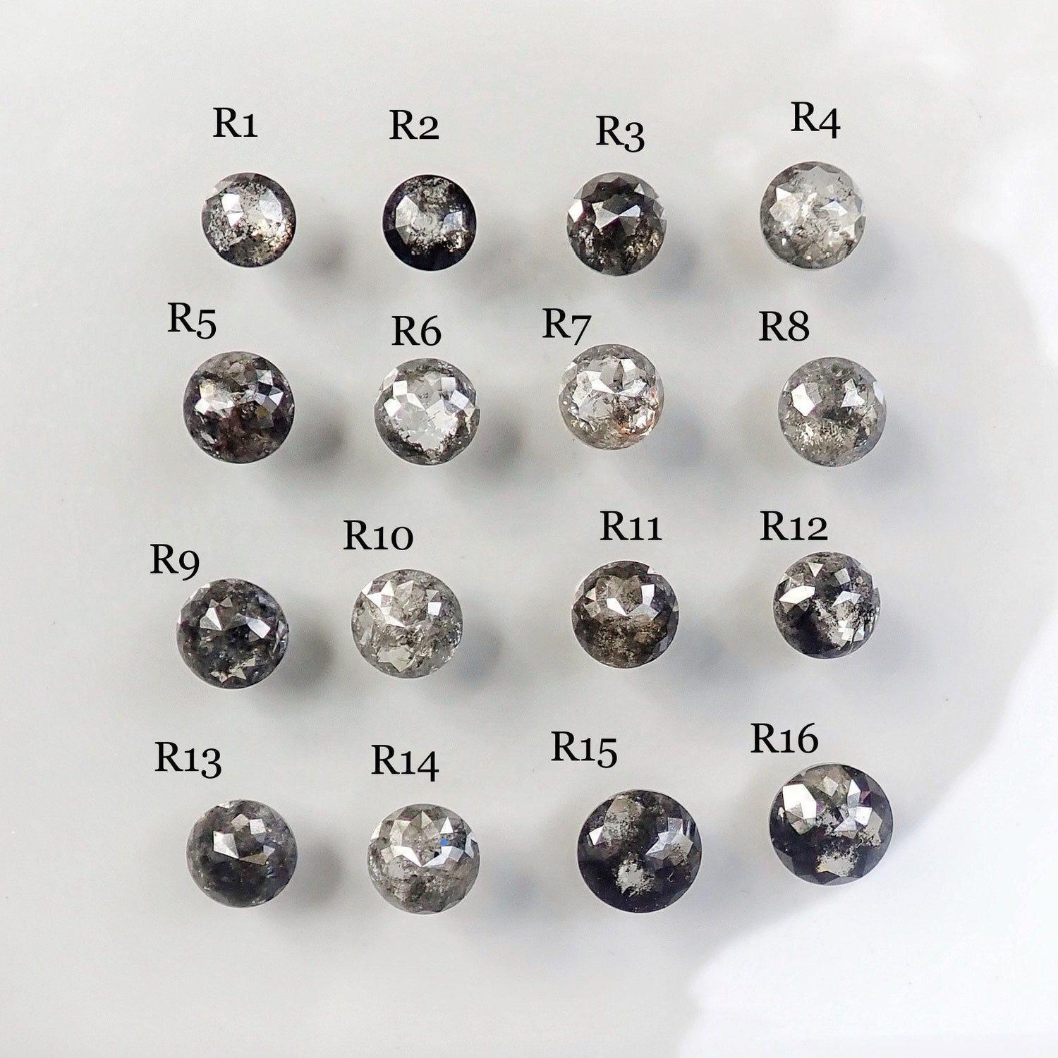 Custom: Round Rose Cut Salt and Pepper Diamond Ring mossNstone