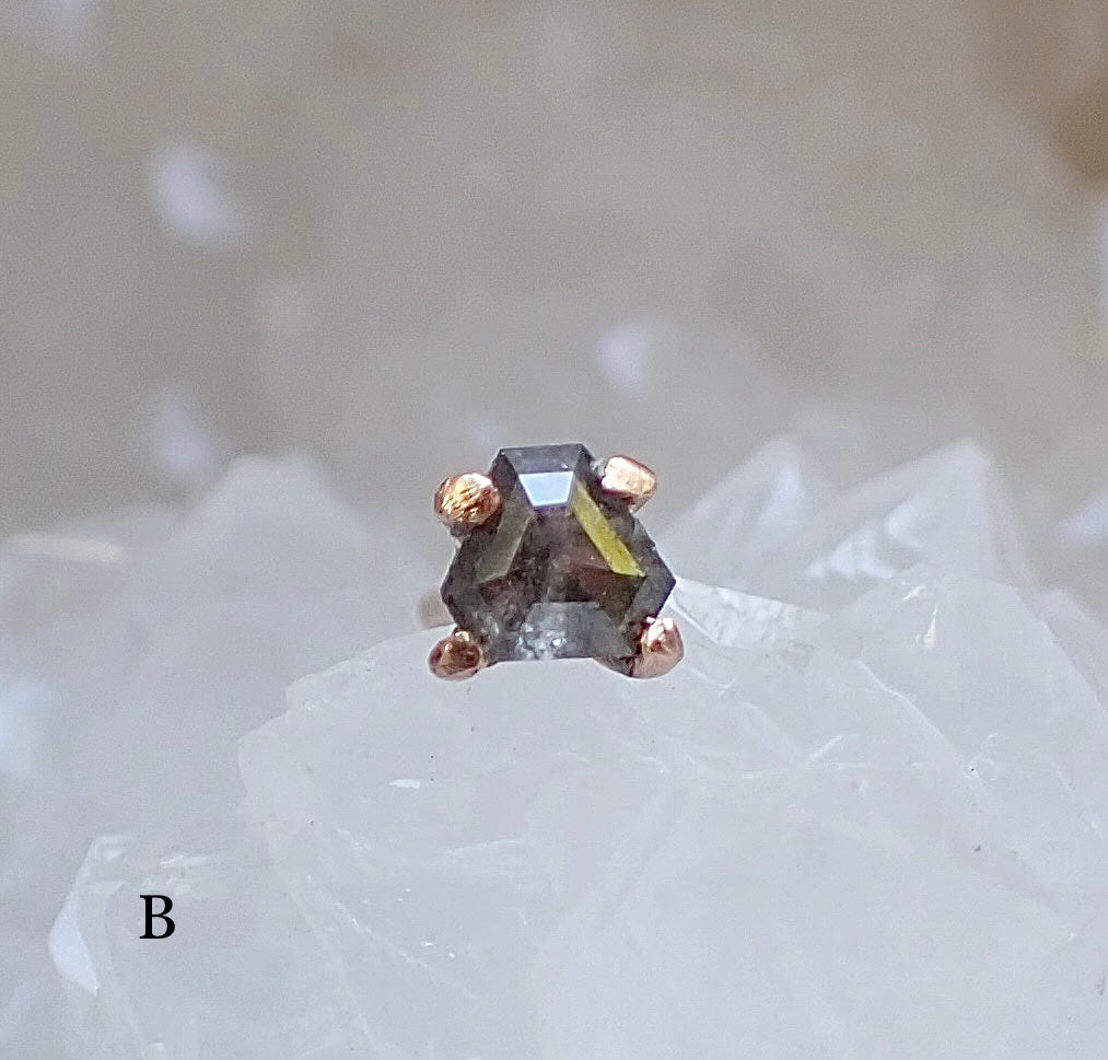 Salt and Pepper Diamond Stud Singles - Salt and Pepper Diamond Ring- mossNstone