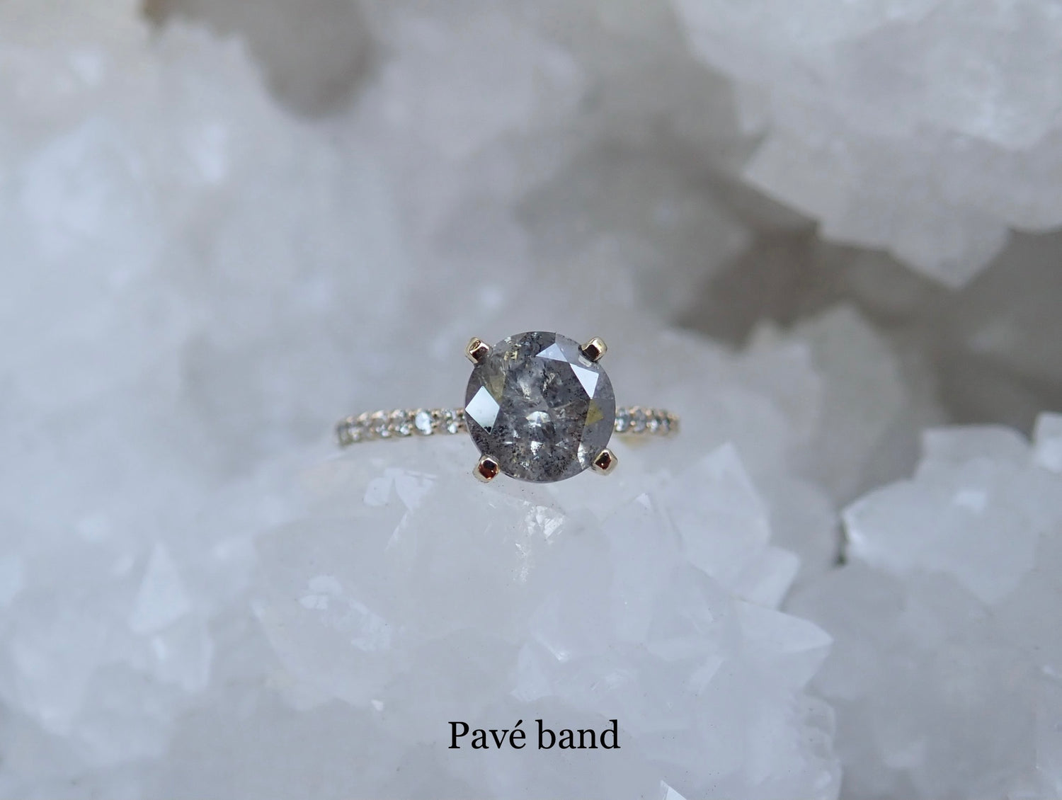 Custom: Brilliant Cut Salt and Pepper Diamond Engagement Ring mossNstone