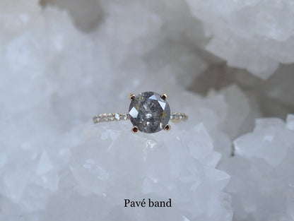 Custom: Brilliant Cut Salt and Pepper Diamond Engagement Ring - Salt and Pepper Diamond Ring- mossNstone