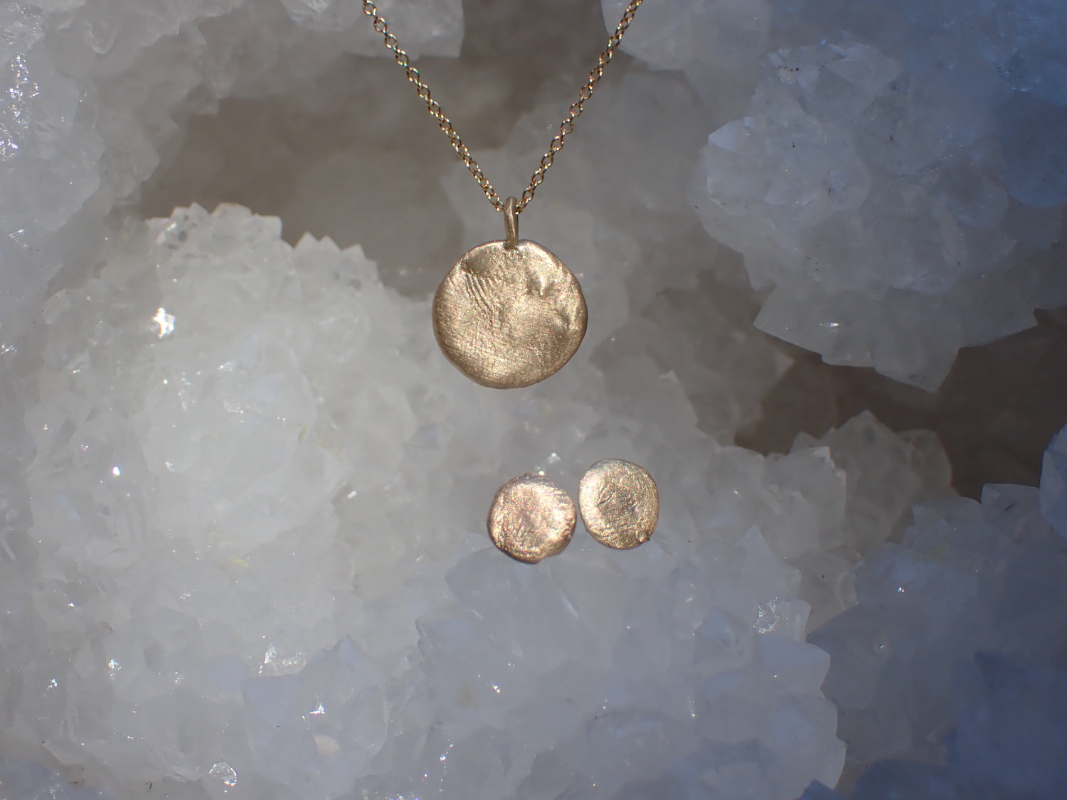 Simple Solid 14k Organic Gold Studs - mossNstone