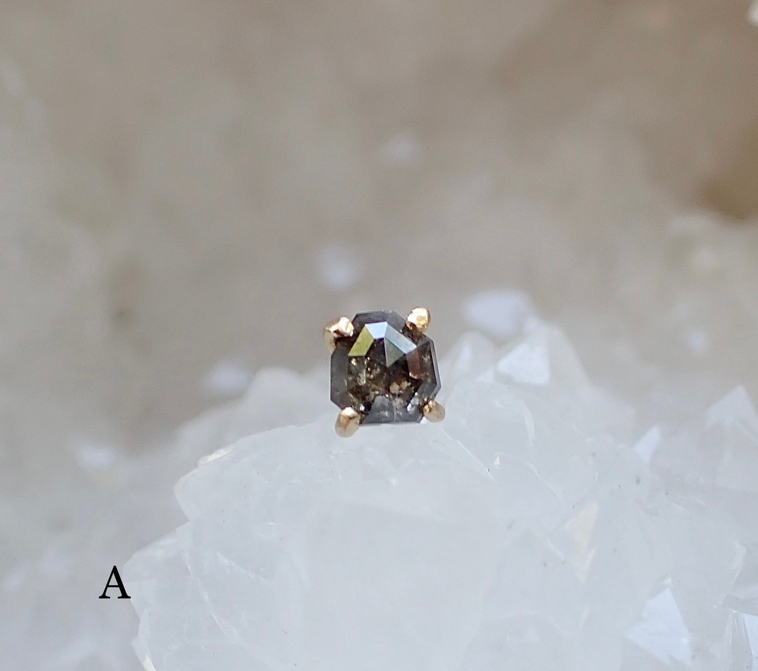 Salt and Pepper Diamond Stud Singles - Salt and Pepper Diamond Ring- mossNstone