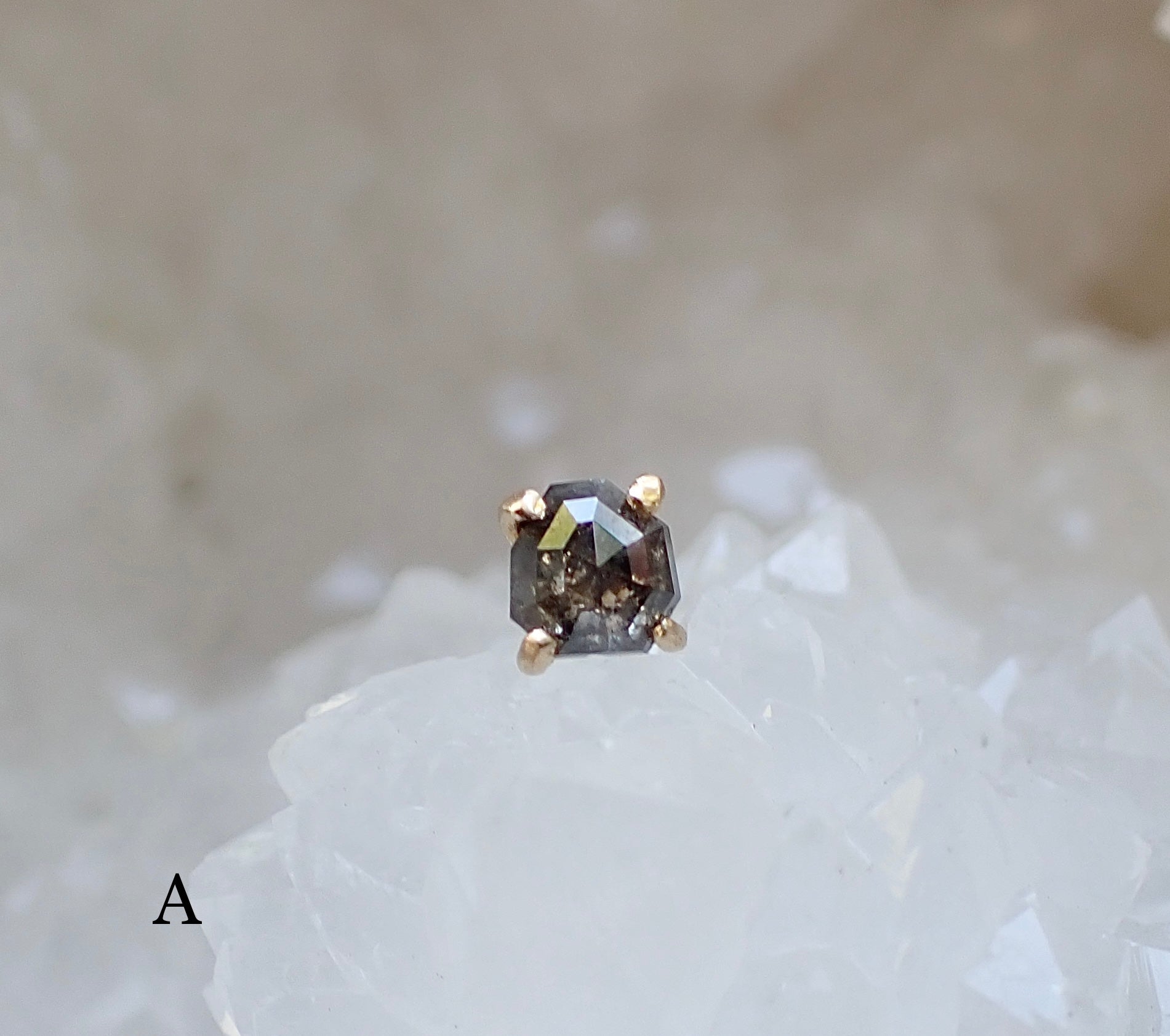 Salt and Pepper Diamond Stud Singles - Salt and Pepper Diamond Ring- mossNstone