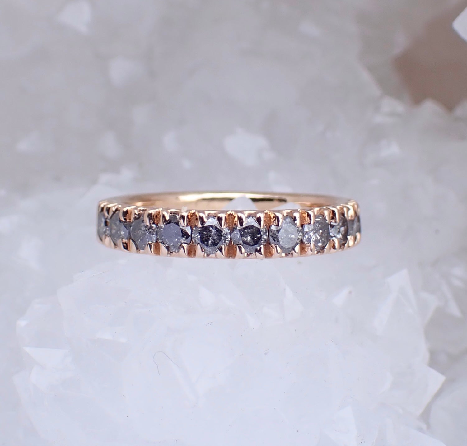 XL Diamonds Half Eternity Band with Salt and Pepper Diamonds - mossNstone