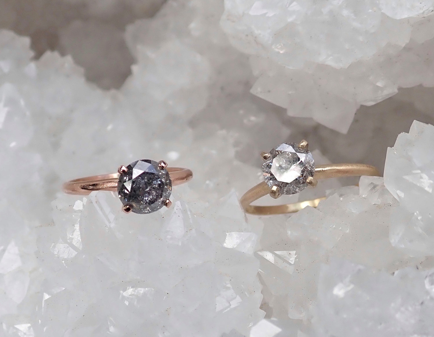 Custom: Brilliant Cut Salt and Pepper Diamond Engagement Ring mossNstone