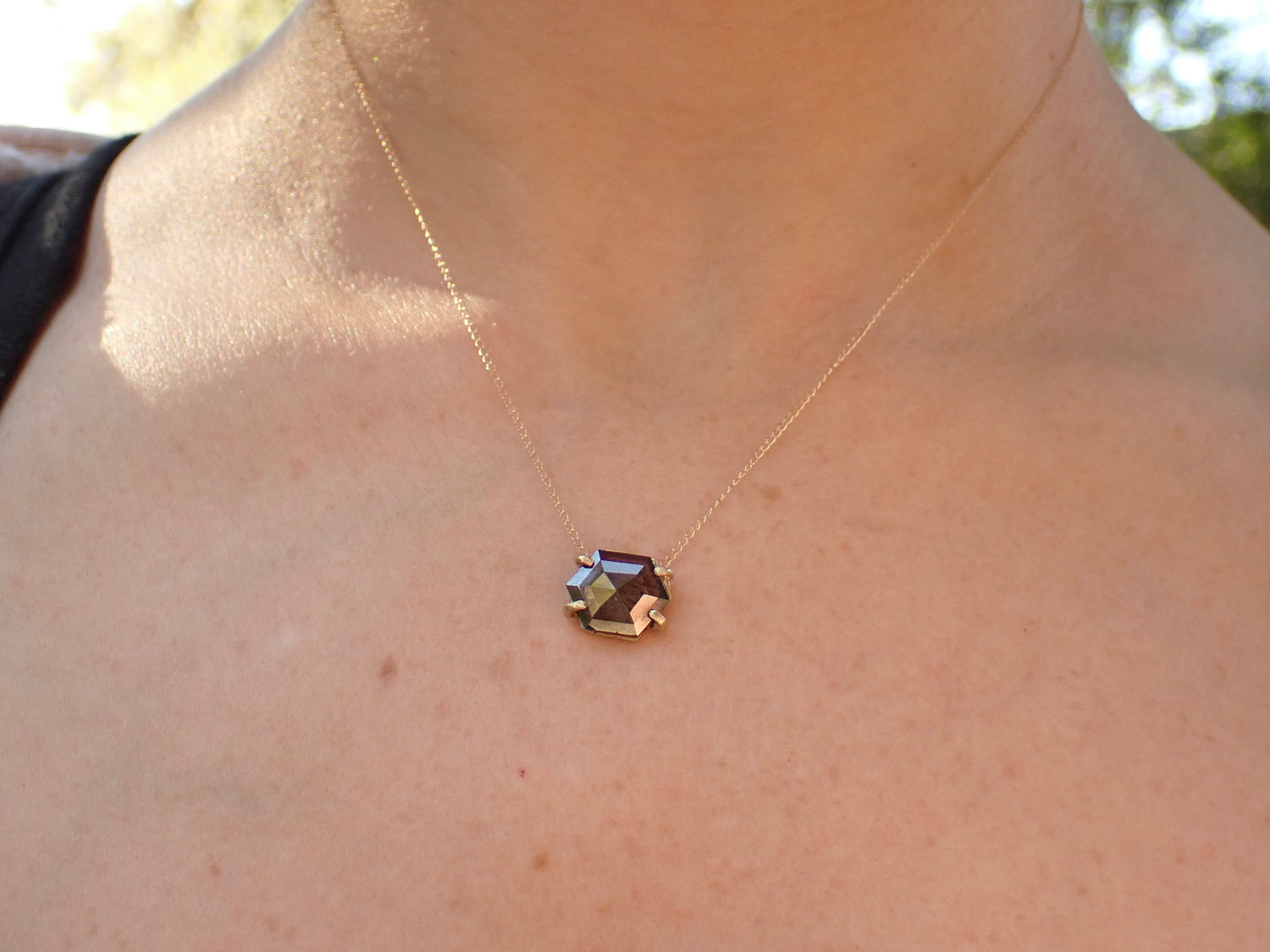 Geometric 2ct Black Diamond Pendant - mossNstone