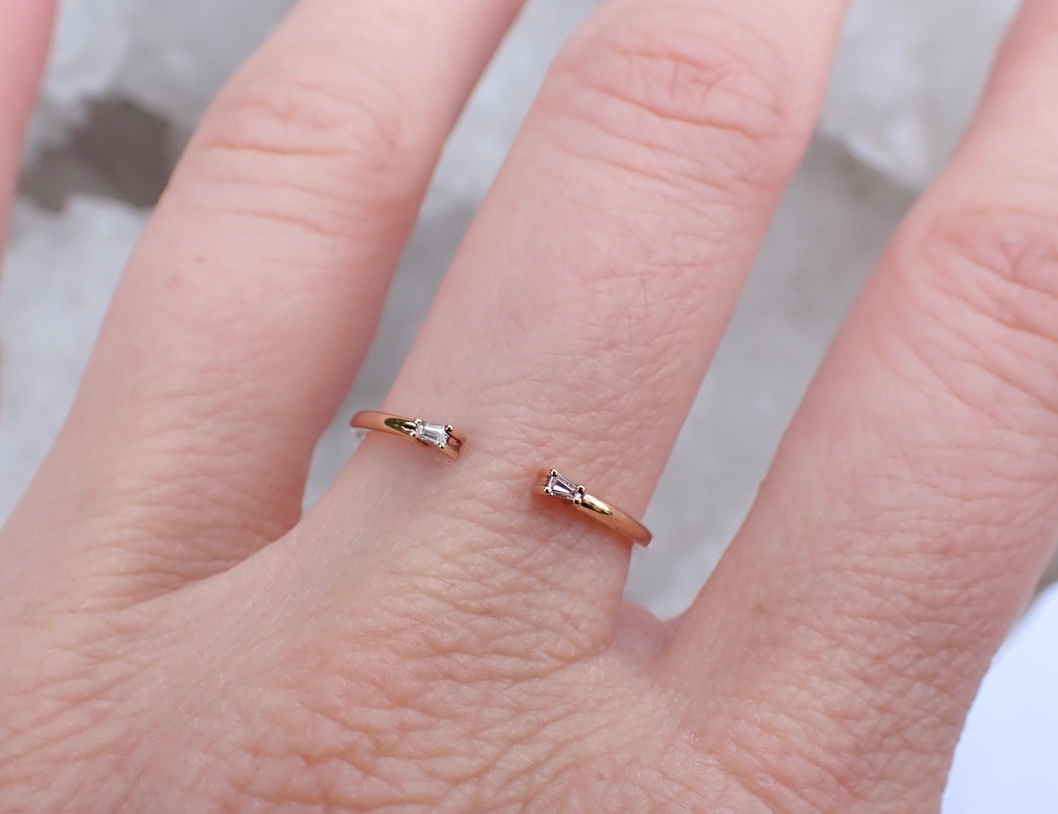 Baguette Cuff Wedding Band with White Diamonds - Salt and Pepper Diamond Ring- mossNstone