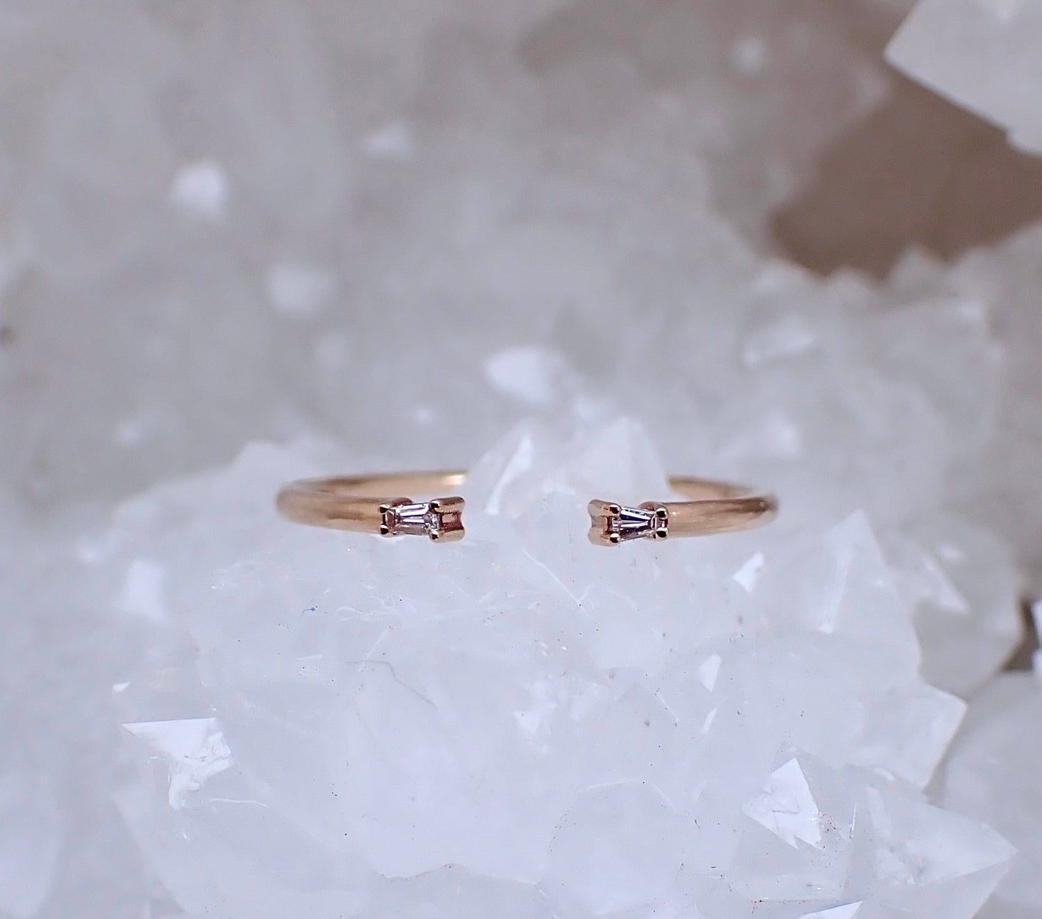 Baguette Cuff Wedding Band with White Diamonds - Salt and Pepper Diamond Ring- mossNstone