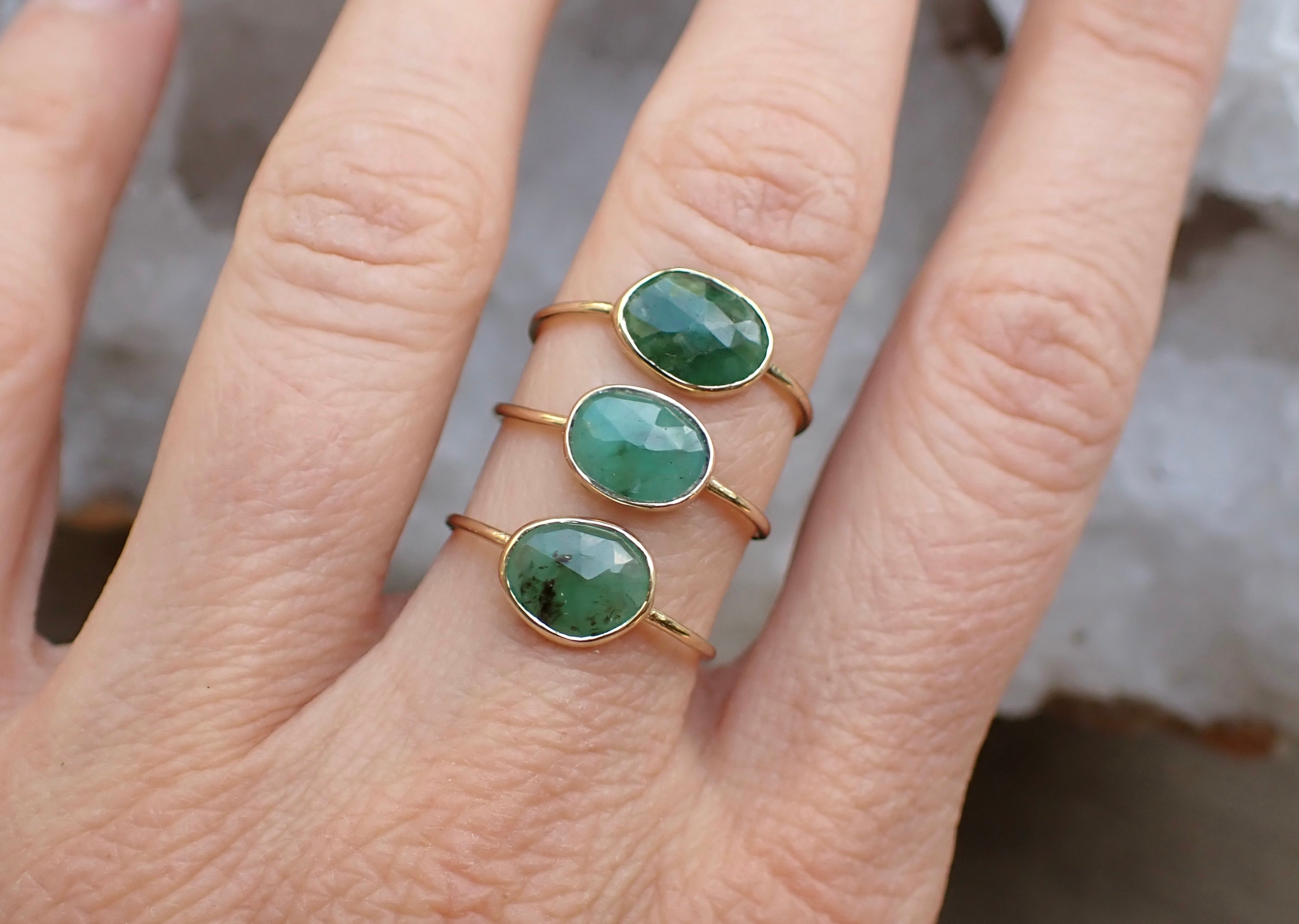 Custom Gemstone Stacking Ring, Solid 14k: Select your Stone - mossNstone