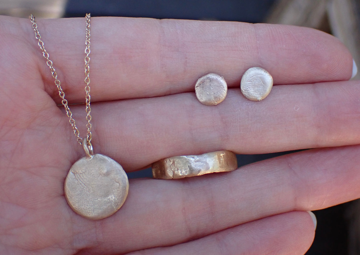 Simple Solid 14k Organic Gold Studs - mossNstone