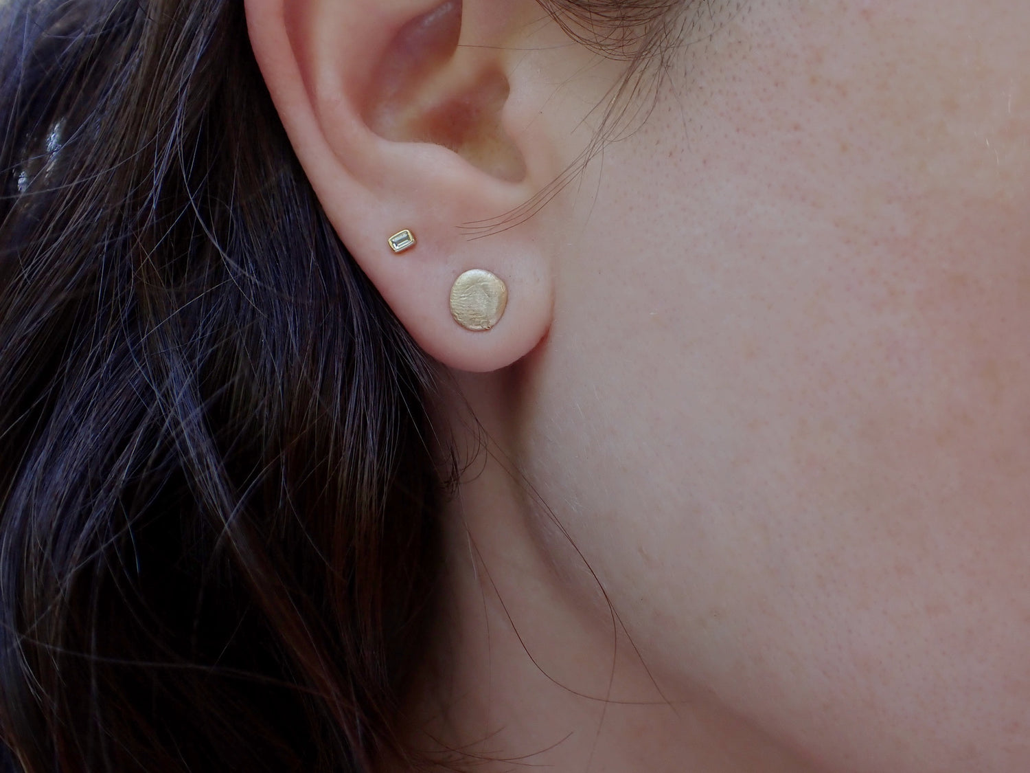 Simple Solid 14k Organic Gold Studs - mossNstone
