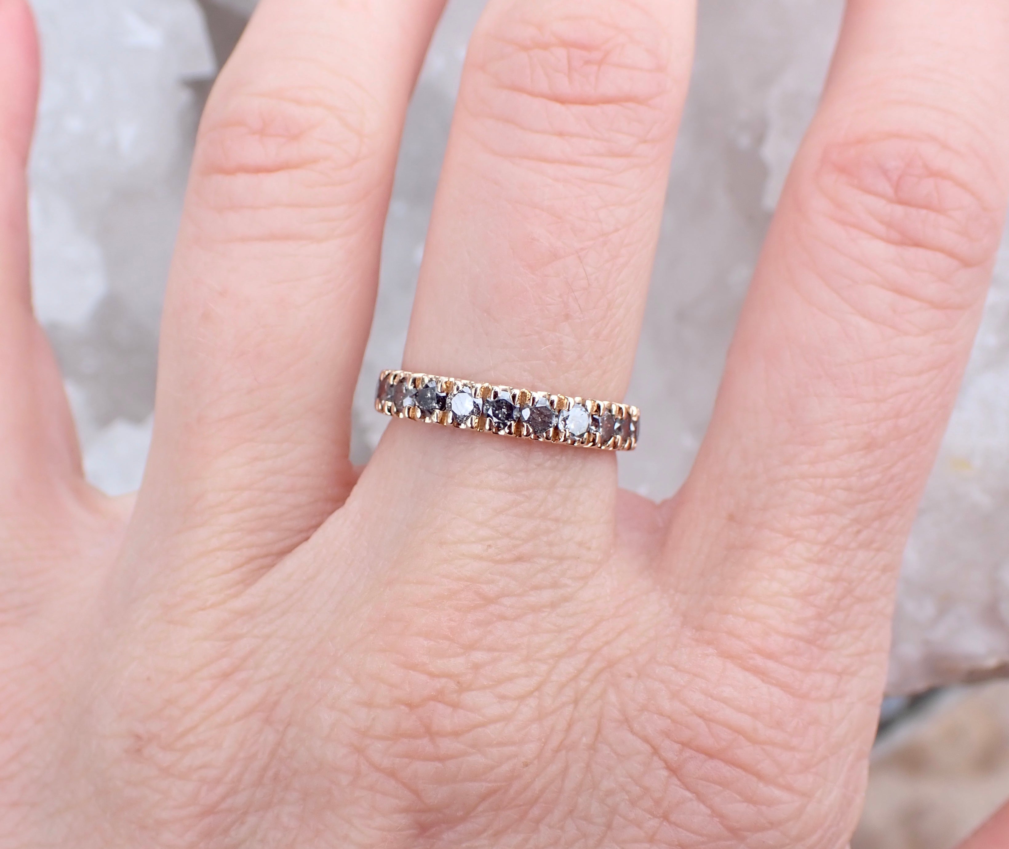 XL Diamonds Half Eternity Band with Salt and Pepper Diamonds - mossNstone