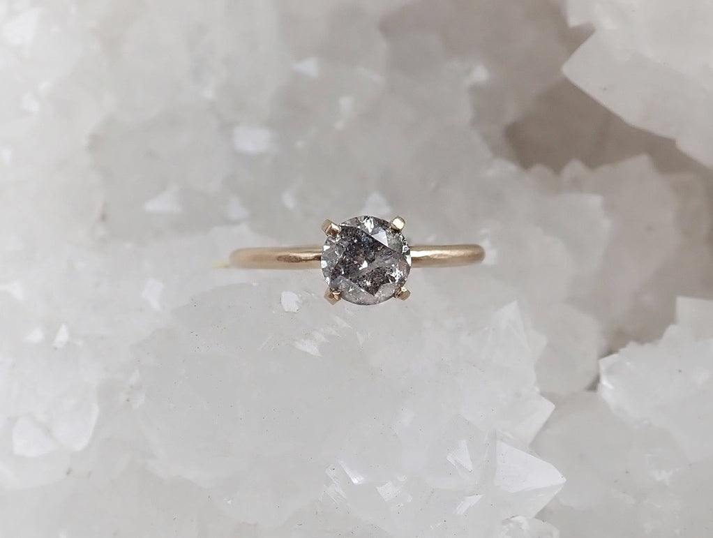 Custom: Brilliant Cut Salt and Pepper Diamond Engagement Ring mossNstone