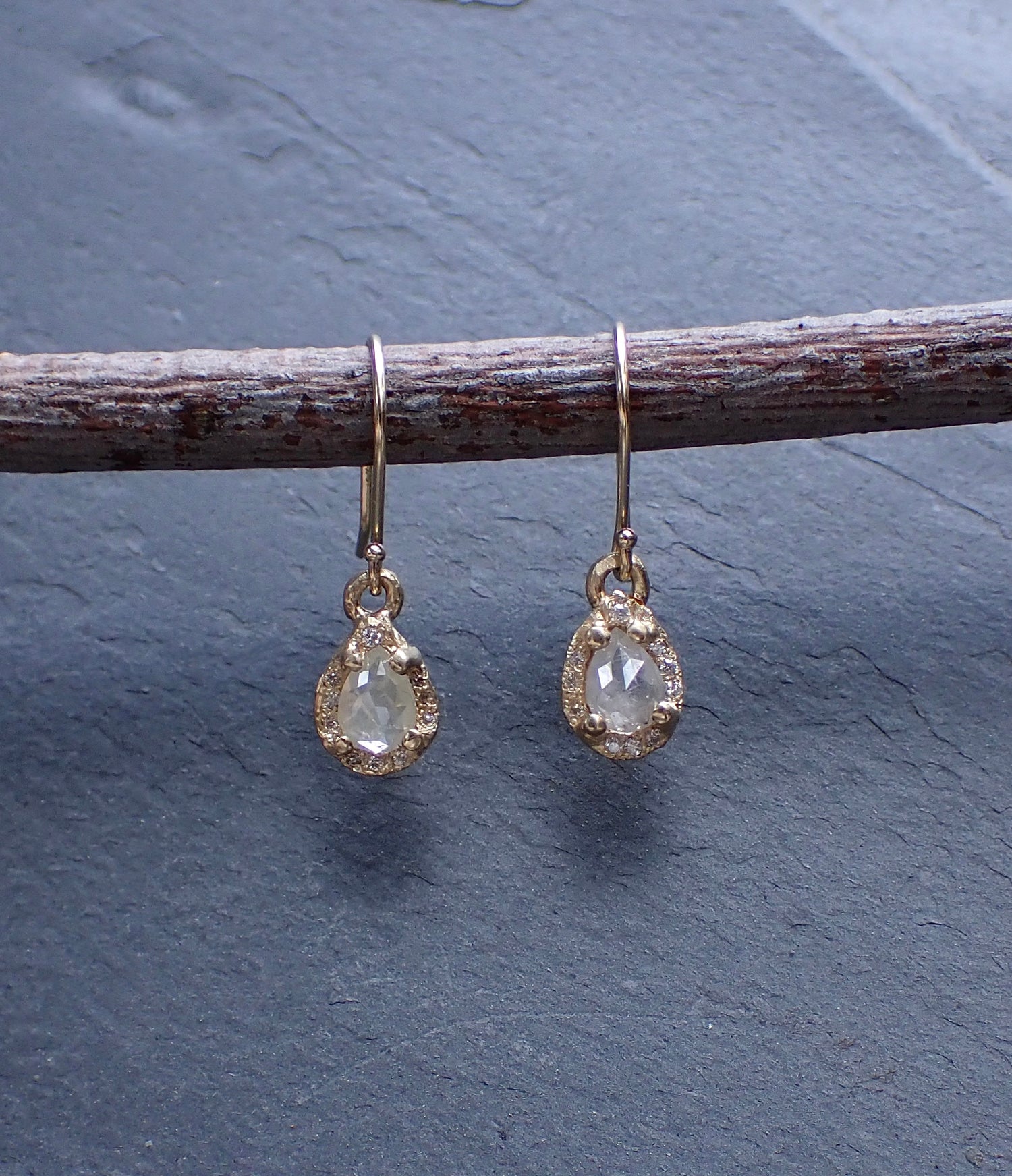 Natural Diamond Earrings - Salt and Pepper Diamond Ring- mossNstone