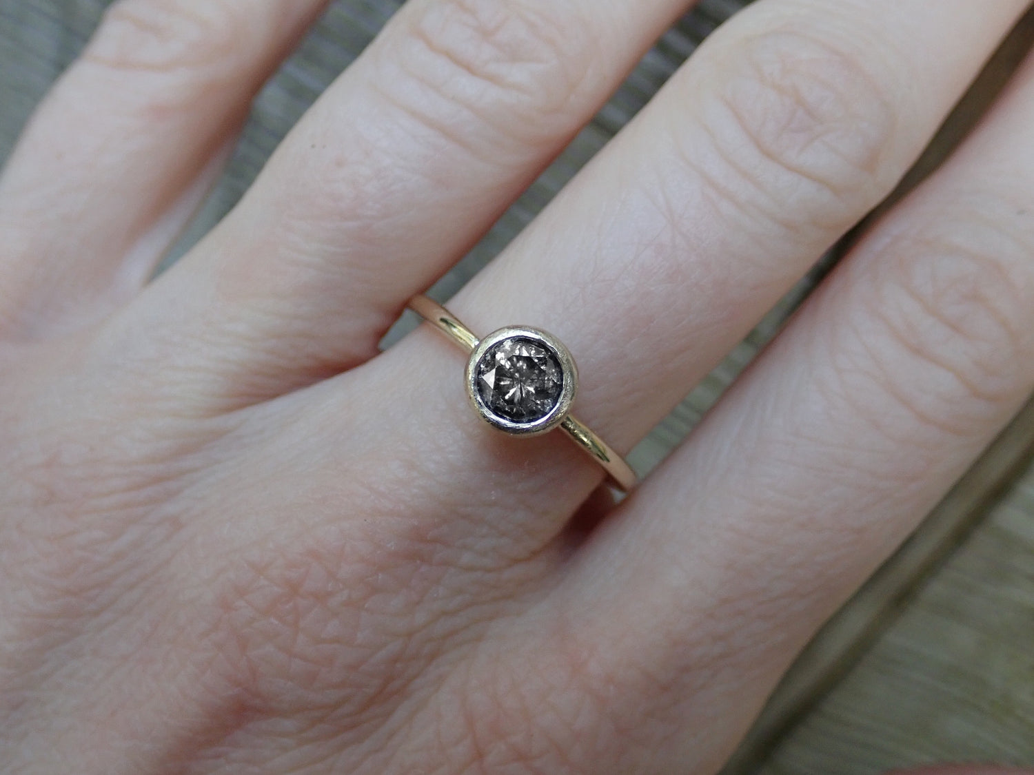 Custom: Brilliant Cut Salt and Pepper Diamond Engagement Ring mossNstone