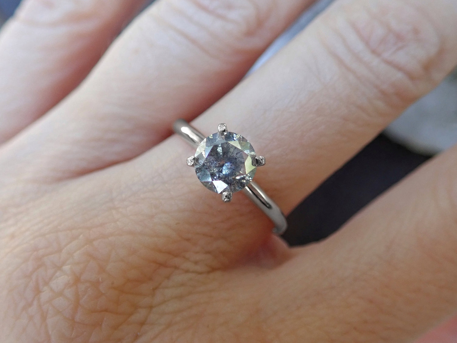 Custom: Brilliant Cut Salt and Pepper Diamond Engagement Ring mossNstone
