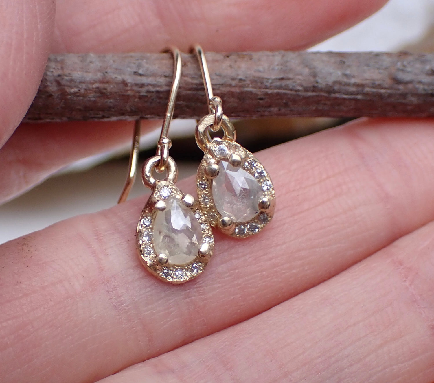 Natural Diamond Earrings - Salt and Pepper Diamond Ring- mossNstone