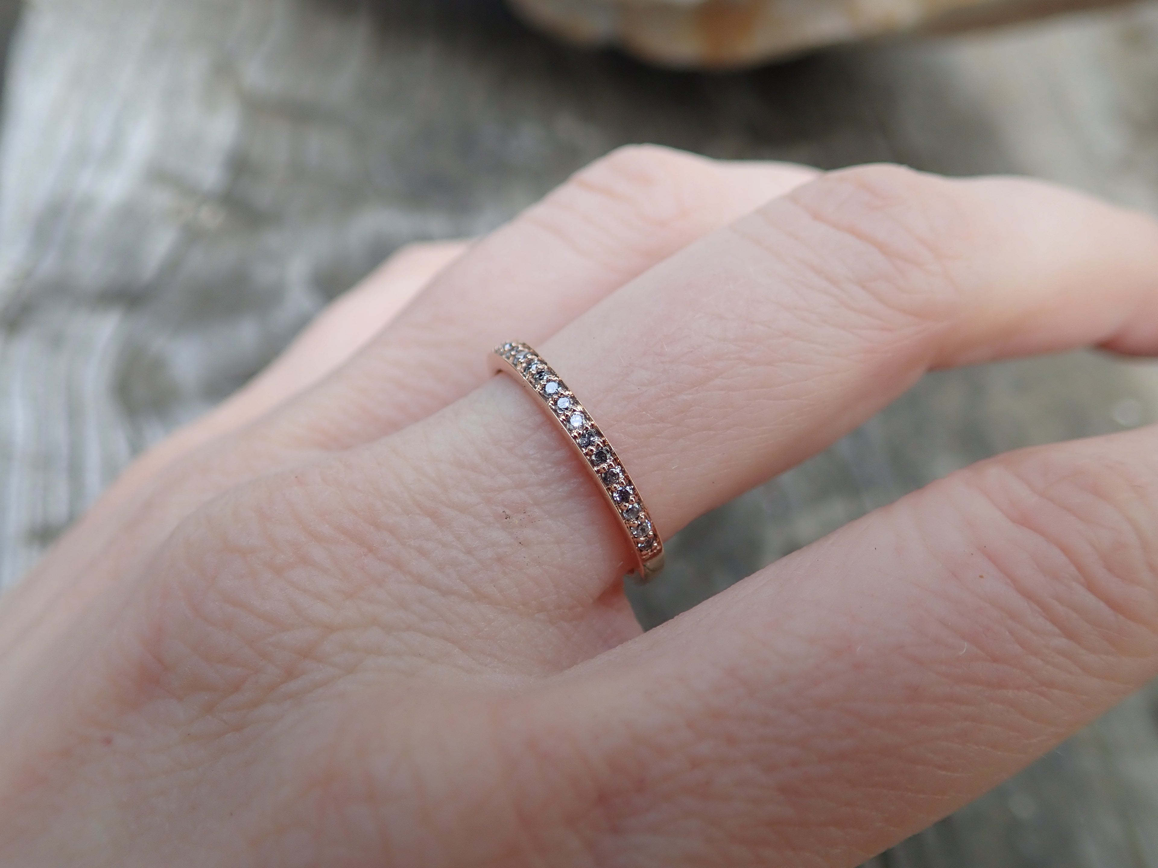 Salt and Pepper Pavé, Half Eternity Band - Salt and Pepper Diamond Ring- mossNstone