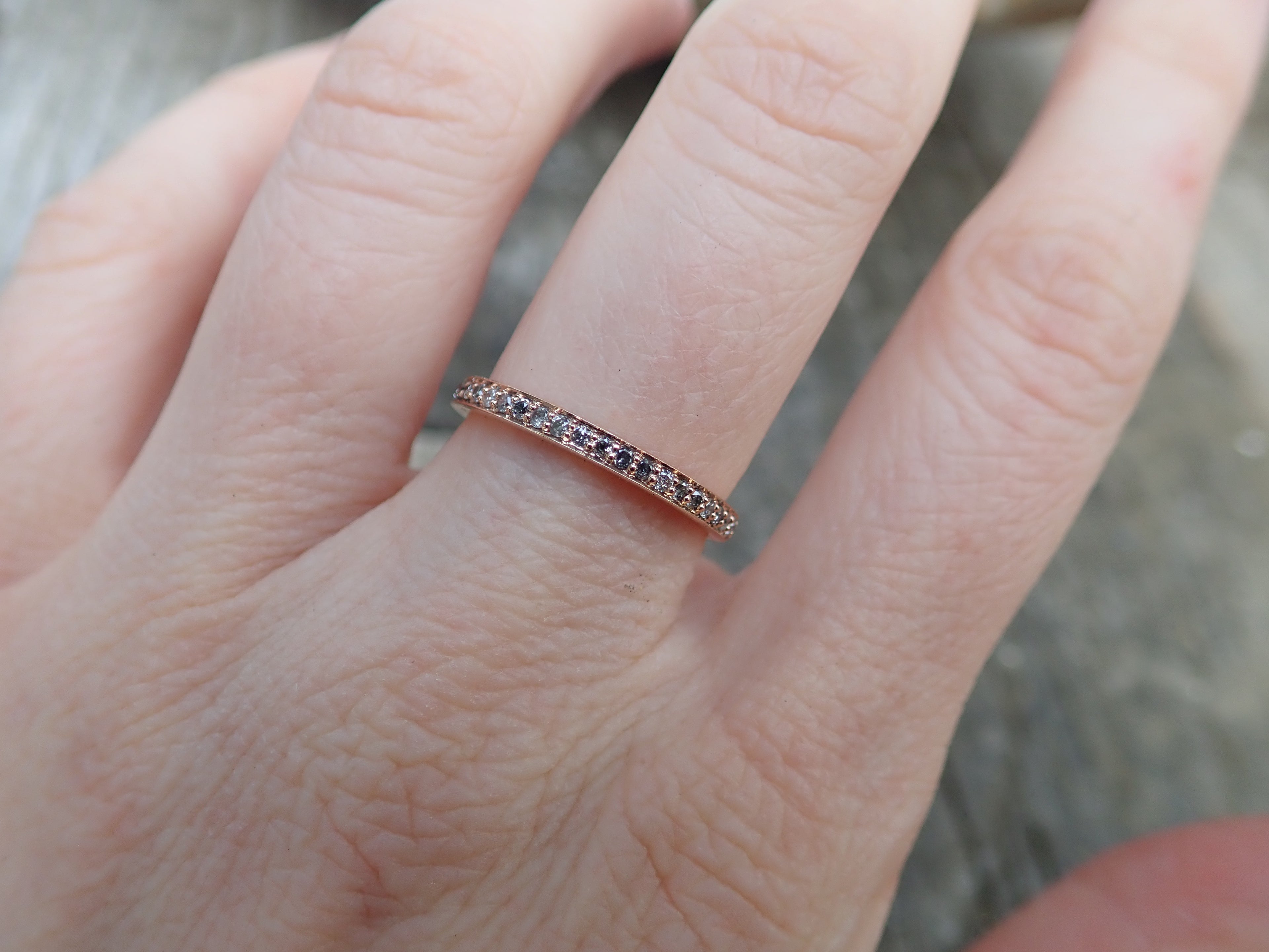 Salt and Pepper Pavé, Half Eternity Band - Salt and Pepper Diamond Ring- mossNstone
