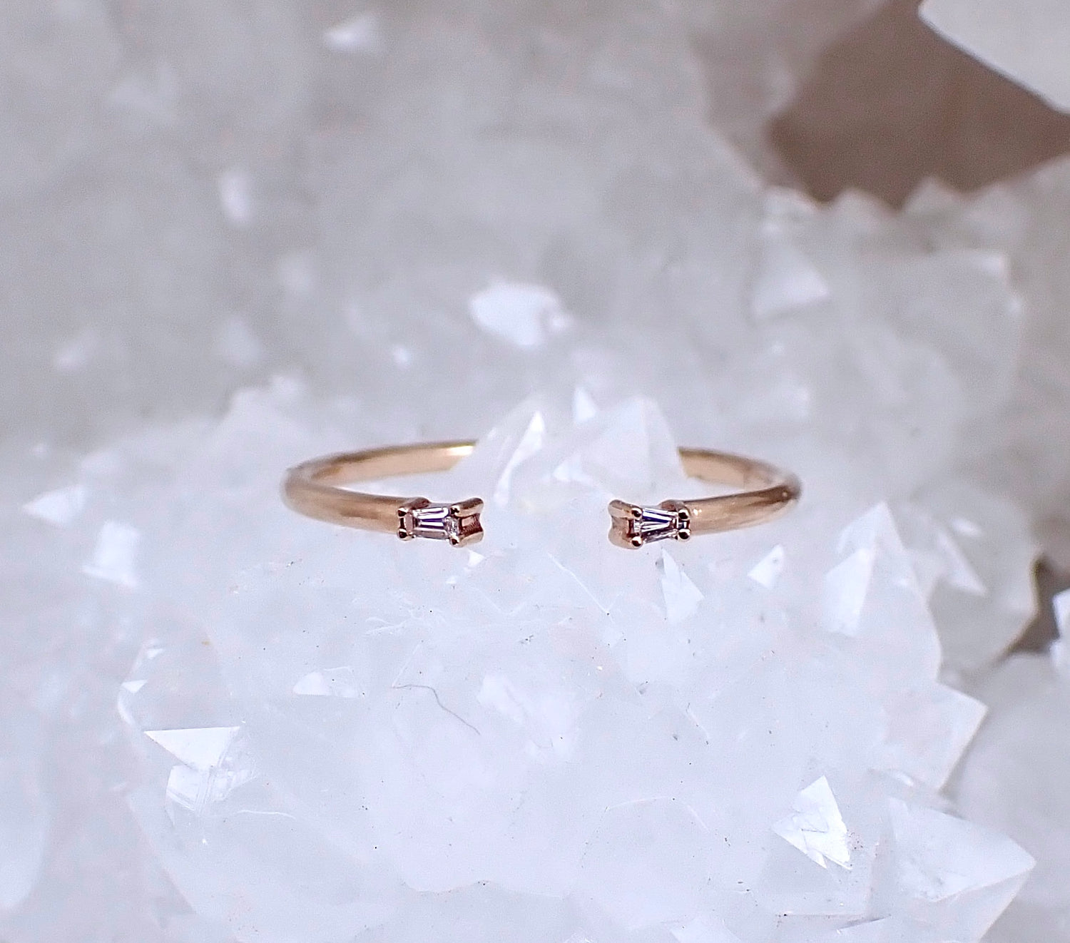 Baguette Cuff Wedding Band with White Diamonds - Salt and Pepper Diamond Ring- mossNstone