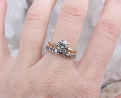 Custom Payments: Brilliant Cut Salt and Pepper Diamond Ring + XL Pave Set