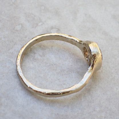 Salt and Pepper Brilliant Cut Diamond, Signet Ring, Hand Carved Rustic Bezel Setting