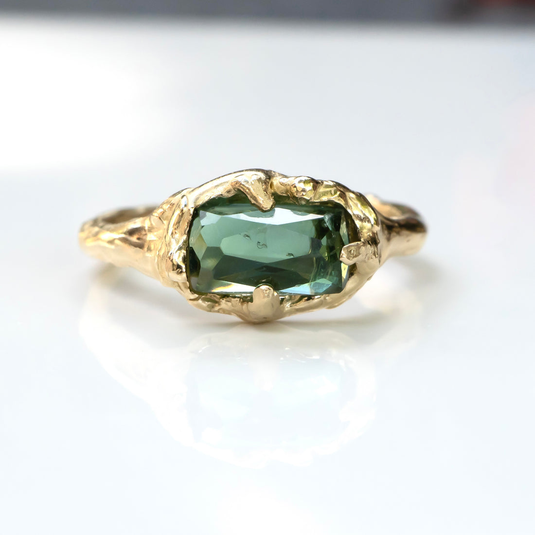 Mermaid Green Tourmaline Ring in 14k Gold Setting