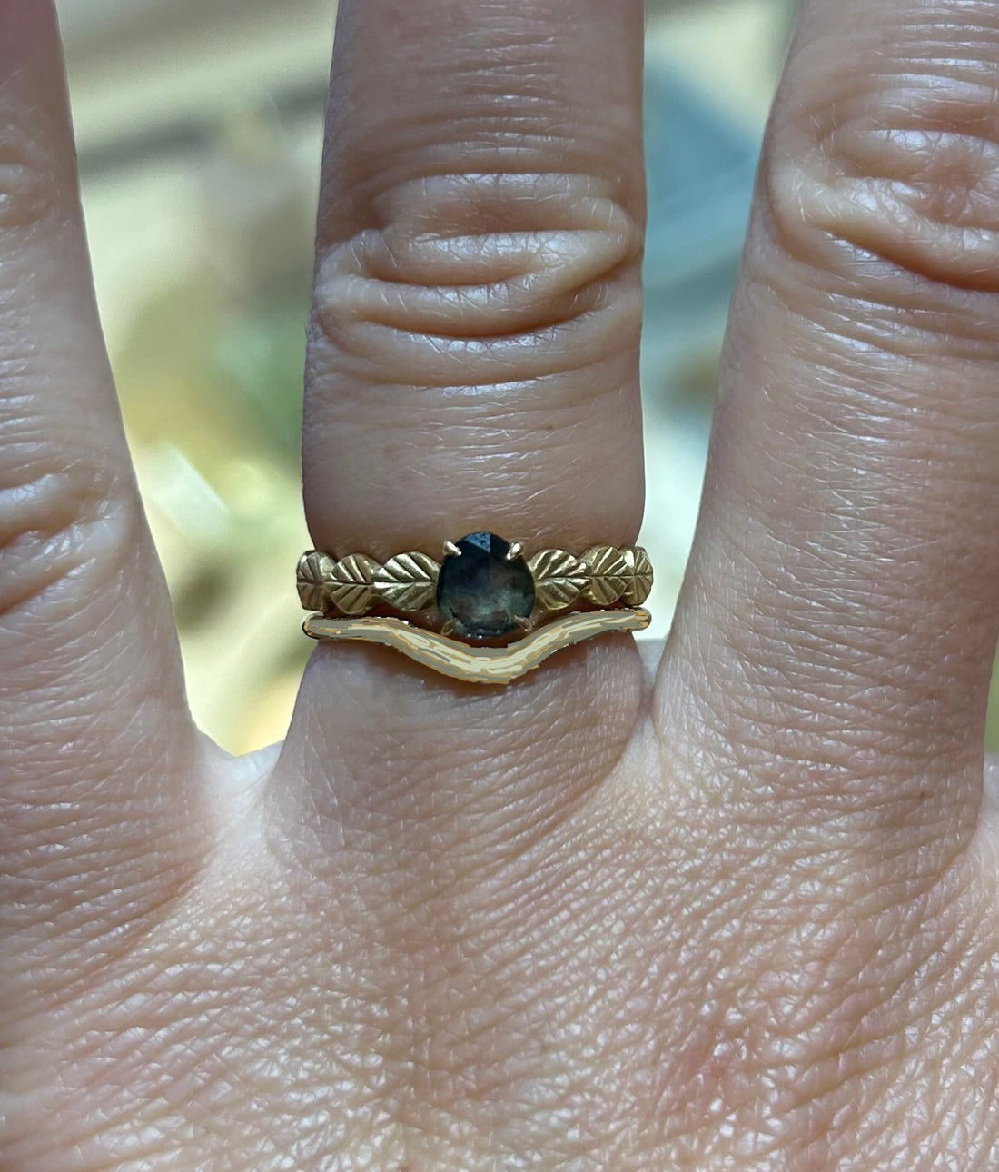 Custom 18k Gold Curved Band for Leah &amp; Eric