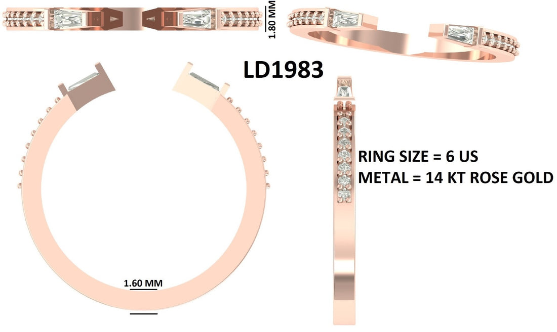 Custom Baguette Cuff Wedding Band with pavé