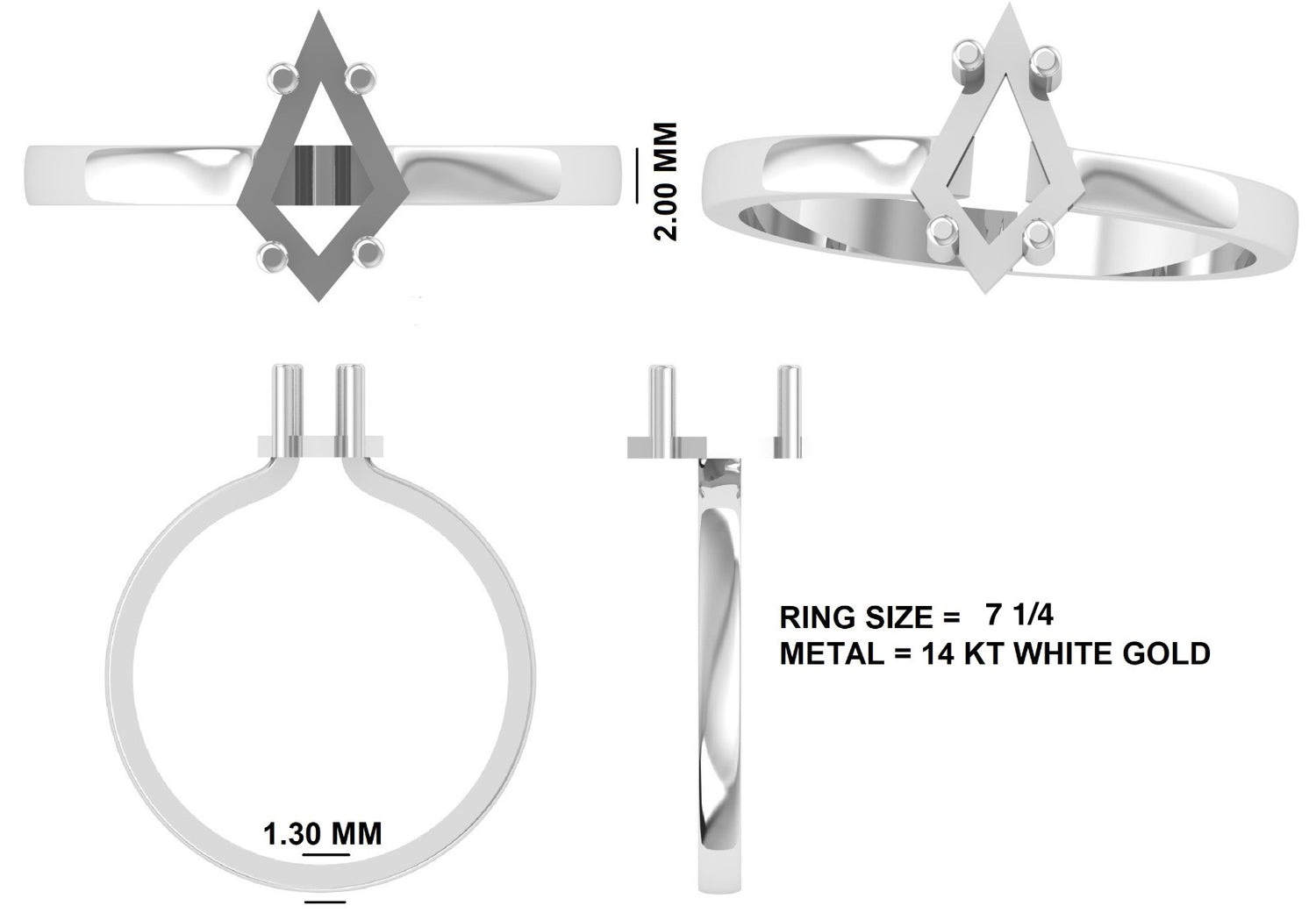 Custom Kite Diamond Ring for Brett