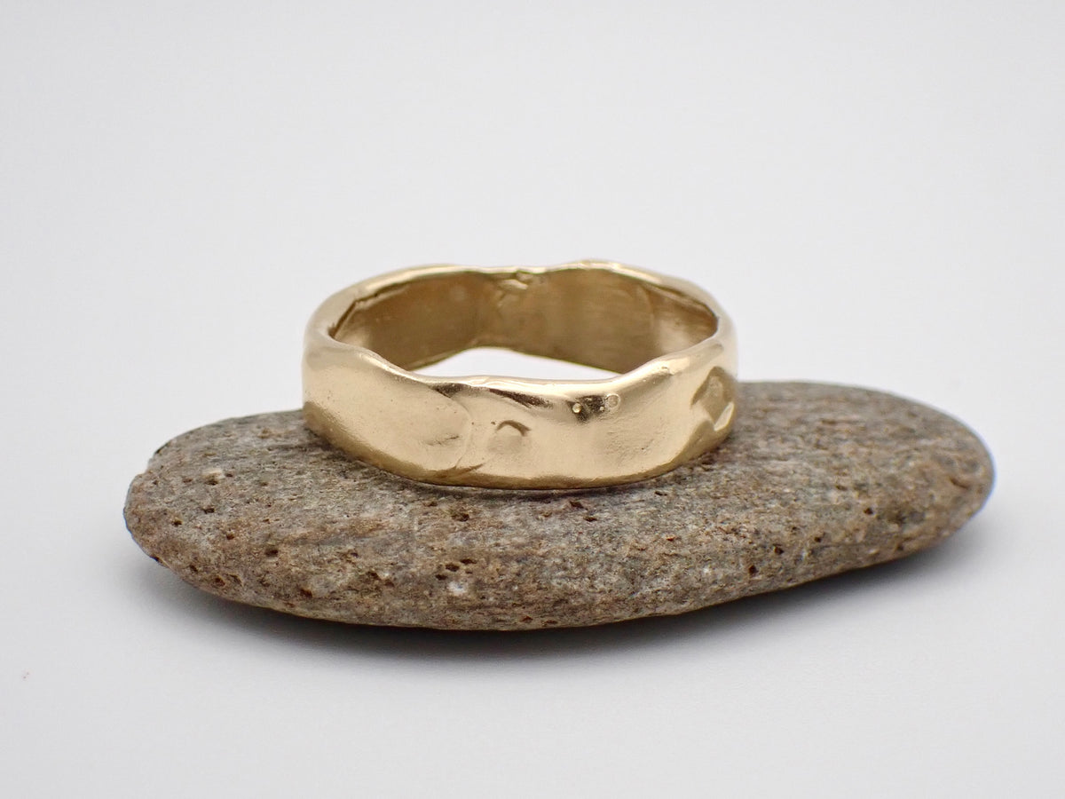Melted Gold -Mens Raw 14k Gold Band