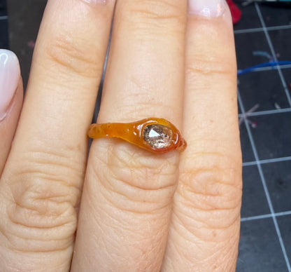 Custom Oval Salt and Pepper Diamond Ring / Molten Sterling