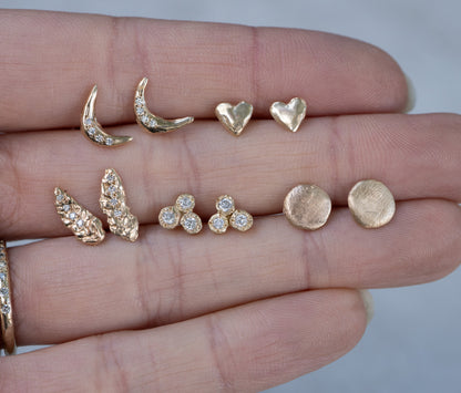 Solid 14k Heart Studs