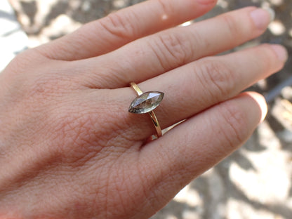 1.87ct Salt and Pepper Marquis Diamond Ring with Pave Band