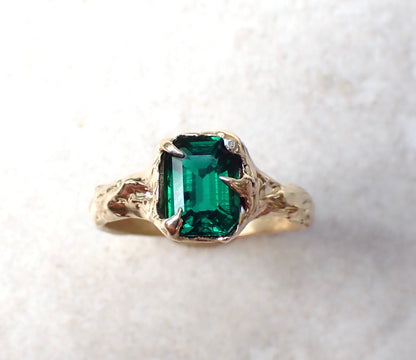 Custom Lab Emerald AVALON • Molten Gold Engagement Ring