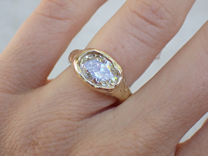 Custom Molten Gold IGI Oval Diamond Ring for Kevin